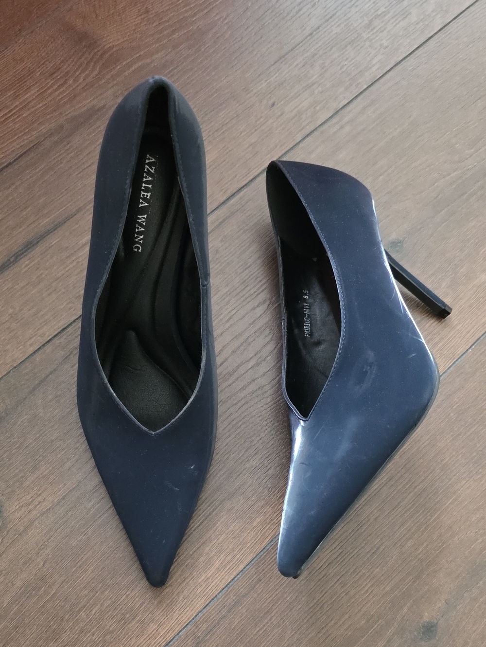 Azalea Wang Akira Patricc Navy Liquid Luxe Stiletto Pump